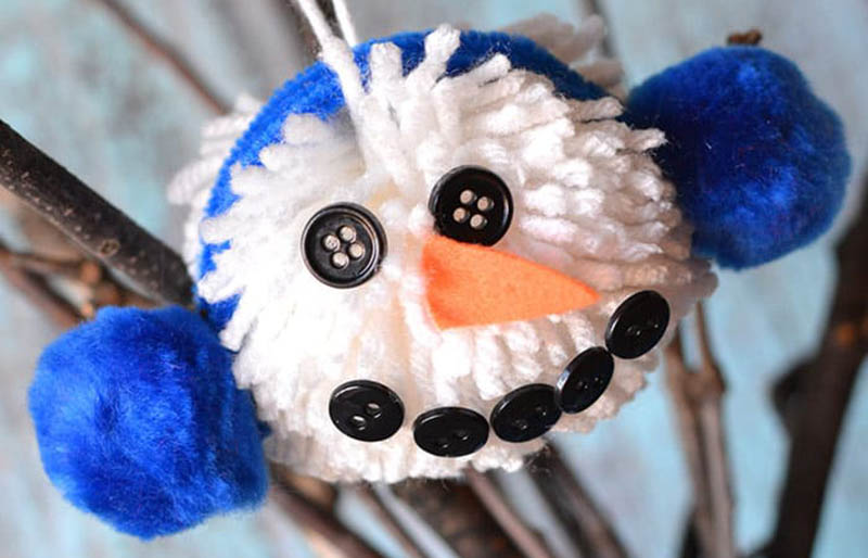 pom pom snowman craft | christmas ornaments to sew
