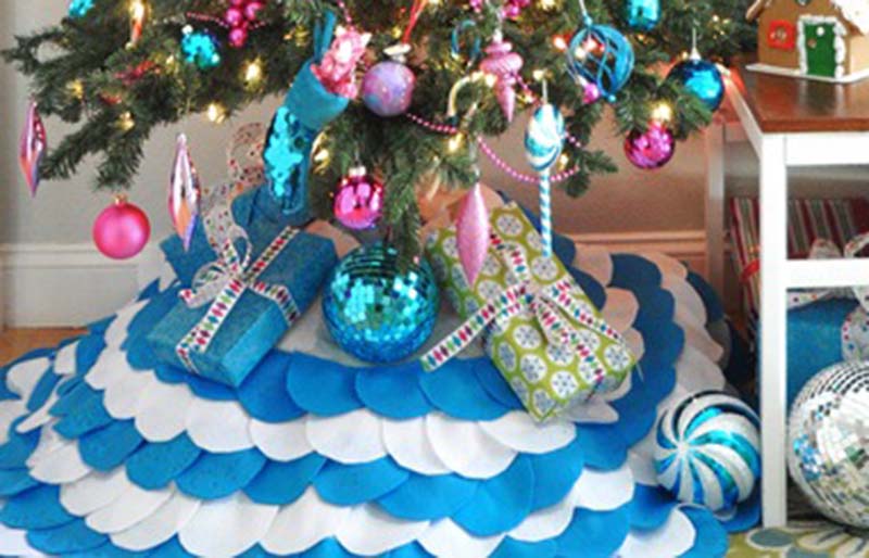candy colored christmas tree skirt | christmas tree skirts ideas