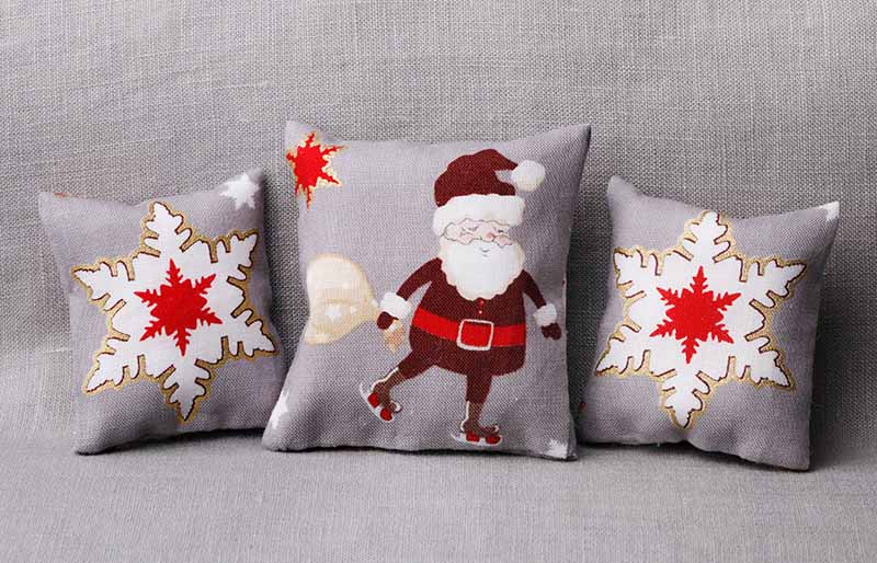 christmas cushion santa snowflakes | snowflake throw pillow