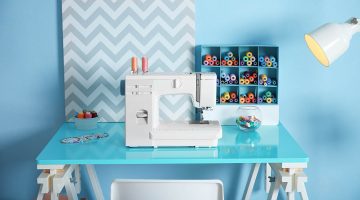 sewing machine fabric on table tailor | Space Saving Sewing Tables For Small Areas | Featured