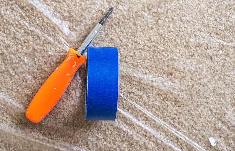 roll blue painters tape orange screw | sewing hacks