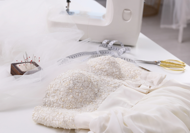 wedding dress with embroidered bustline | Great Clothes Alteration