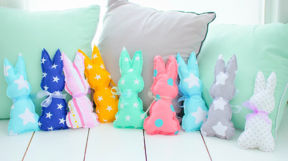 Children's textile toys colorful bunnies | Easter Sewing Projects To Make The Season Festive! | simple easter sewing projects | Featured