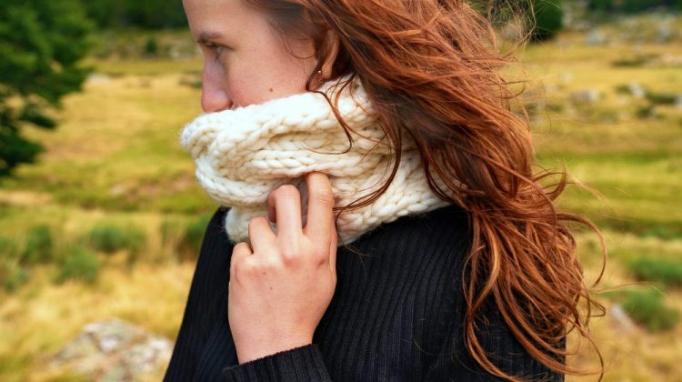 woman wearing black sweater while facing her left side photo | ## Easy Infinity Scarf Crochet Ideas For The Cold Season | easy infinity scarf crochet pattern | featured