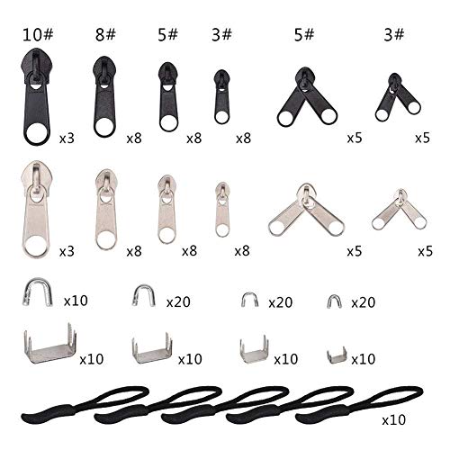 197pcs Antirust Zipper Repair Replacement Kit With Zipper Install