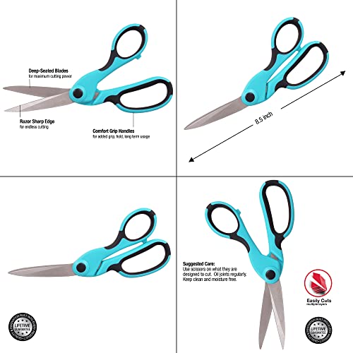 Multipack of 6 - Singer Fabric & Craft Scissors Set W/Comfort Grip  2/Pkg-8.5 Lightweight & 4.75 Detail Scissors