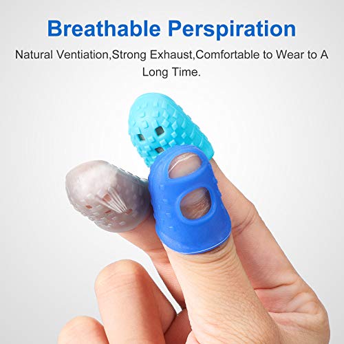 PATIKIL Rubber Finger Tips, 2 Set Silicone Thumb Fingertip Protector Finger  Grips Thimble for Office Counting Sorting Sewing, Blue Multi Size Assorted