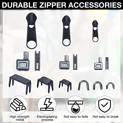 275 Pcs Zipper Repair Kit Replacement Zipper Pull Replacement Zipper Slider Set with Zipper Pulls Zipper Head Slider Zipper Extension Pulls Install