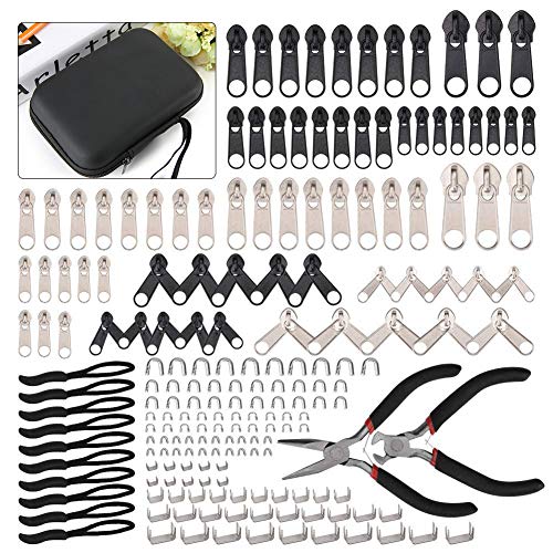 Zipper Repair Kit 197 Pcs, Zipper Replacement with Two Installation
