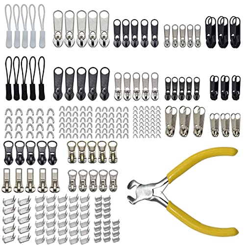 YaHoGa 143 Pieces Zipper Repair Kit Zipper Replacement with Zipper Install Plier for Bags, Jackets, Tents, Luggage, Sleeping Bag