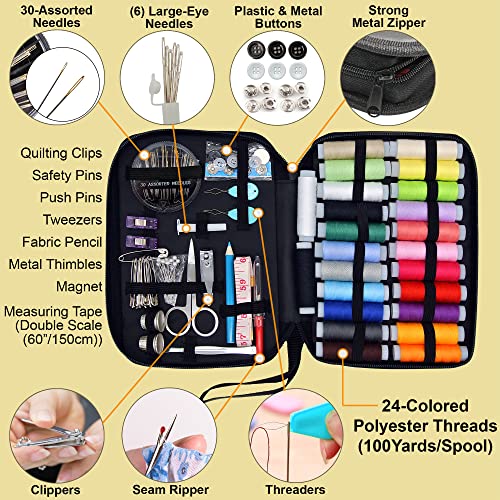 VelloStar Sewing Kit for Adults - Over 100 Sewing Supplies and Accessories  - Needle and Thread Kit for Sewing - Hand Sewing Kit Basic for Small Fixes  - Sewing K…