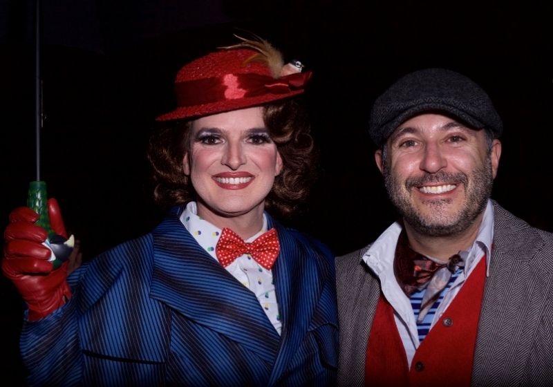 A couple dressed as Mary Poppins celebrate Halloween in West Hollywood | famous couples costumes