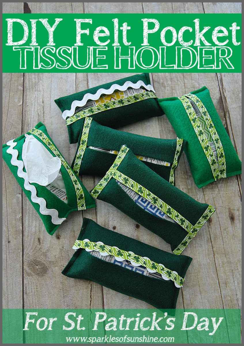 St. Patrick’s Day Felt Pocket Tissue Holder | Easy St Patrick’s Day Decorations | Sewing Projects | Featured