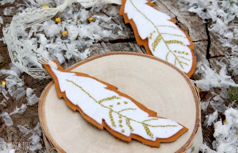 embroidered felt and leather ornaments | christmas ornaments to sew