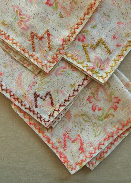 Embroidered monogram handkerchief | Dainty Embroidered Handkerchief Designs | Sewing