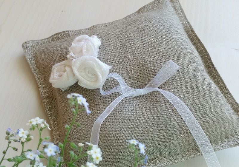 Pillow with Flowers and Ribbon | boho throw pillows