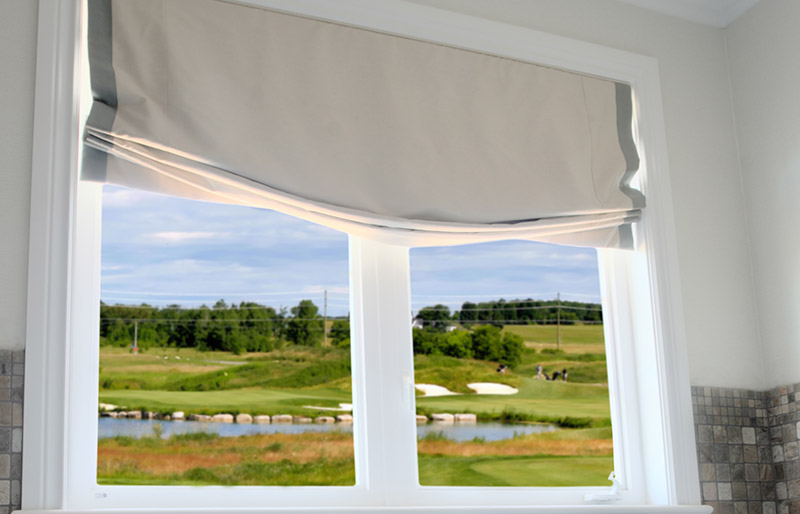 bathroom interior model home golf course | window shade