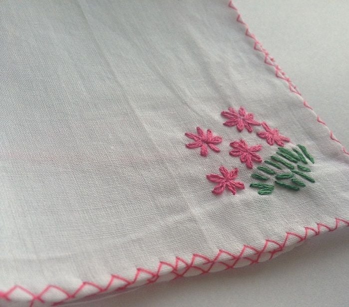 Flower bouquet embroidery | How to embroider a handkerchief | Dainty Embroidered Handkerchief Designs | Sewing