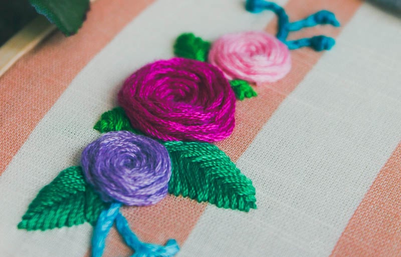 assorted color flower embroidered decor | hand embroidery stitches