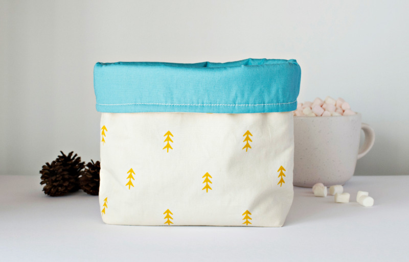 handmade fabric bin cup marshmallows pine | diy home decor projects