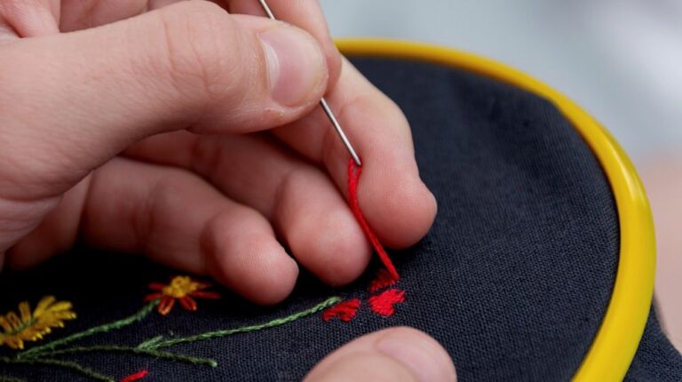 hands girl woman sew small embroidery | Hand Embroidered Pillowcases For Your Next Project | Featured