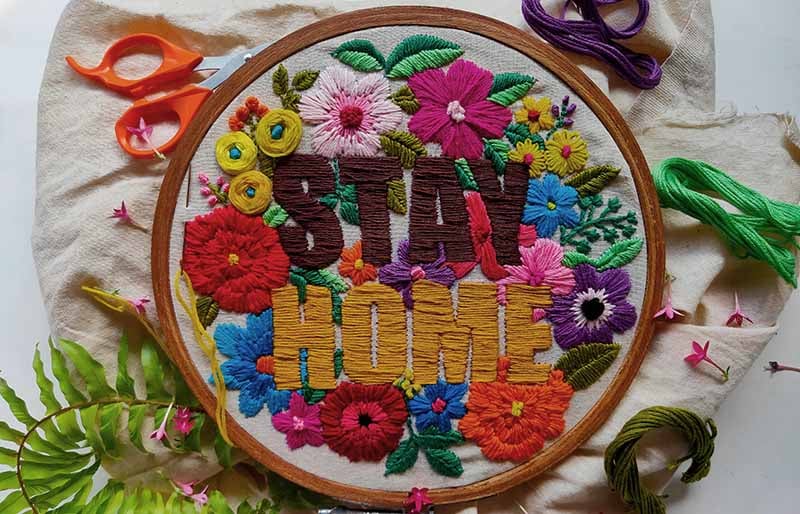 pink blue and yellow wooden | hand embroidery stitches