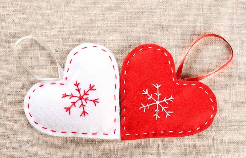 red white hearts handmade felt | christmas ornaments to sew