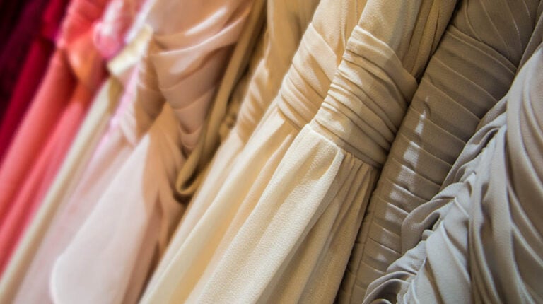 row wedding dressings close focus on | Ruche Clothing Tips and Tricks | Featured