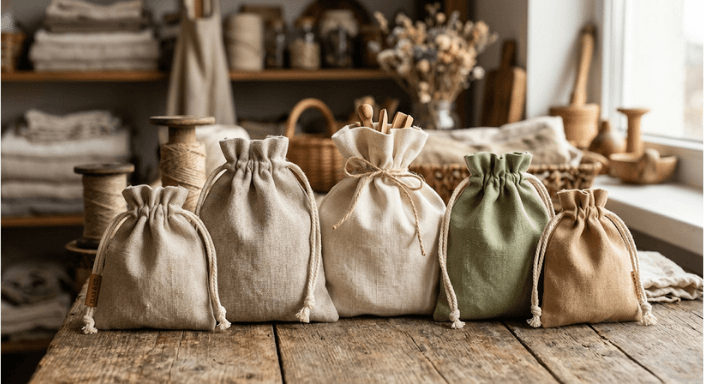 drawstring linen bag
